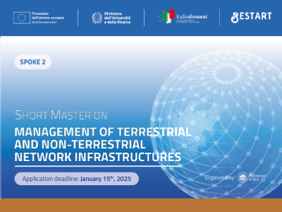 Iscrizioni aperte per lo Short Master in “Management of Terrestrial and Non-Terrestrial network infrastructures” dello Spoke 2 – Politecnico di Bari